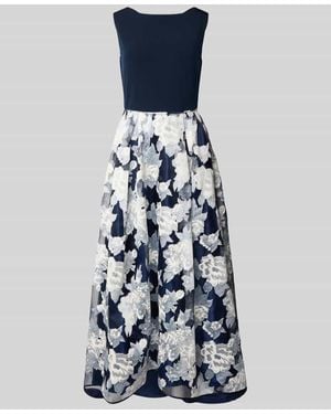 Christian Berg Cocktail Abendkleid mit Rundhalsausschnitt und rückseitigem Reißverschluss - Blau