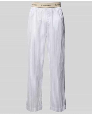 Calvin Klein Relaxed Fit Pyjama-Hose mit Logo-Stitching Modell 'Sleep' - Weiß