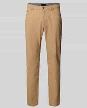 Christian Berg Men Slim Fit Stoffen Broek Met Biologisch Katoen En 5-pocketmodel - Naturel