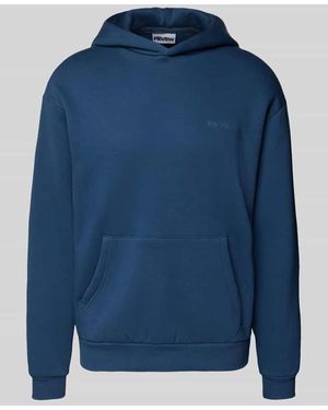 Review Hoodie mit Label-Schriftzug - Blau
