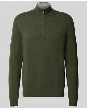 Fynch-Hatton Regular Fit Troyer aus Woll-Kaschmir-Mix - Grün