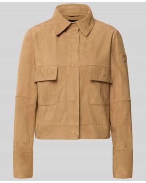 Peuterey Lederjacke mit Pattentaschen Modell 'Era' - Natur
