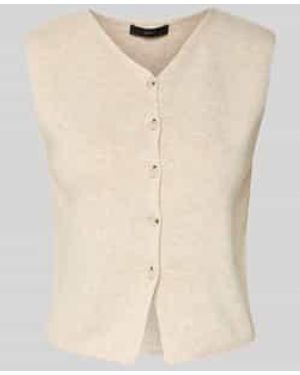 Ouí Gebreid Gilet Met V-Hals - Naturel