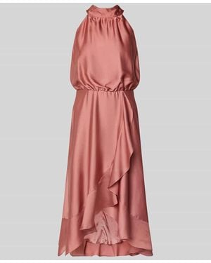 Swing Cocktailkleid mit Stehkragen und Volants - Rot