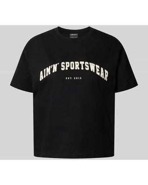 Aim'n Boxy Fit T-Shirt mit Label-Print - Schwarz