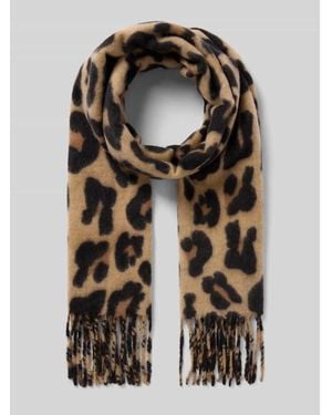 Kurt Beines Schal mit Fransen und Animal-Print - Schwarz