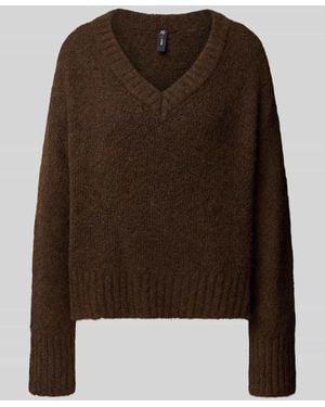 ONLY Pullover mit tiefem V-Ausschnitt - Braun