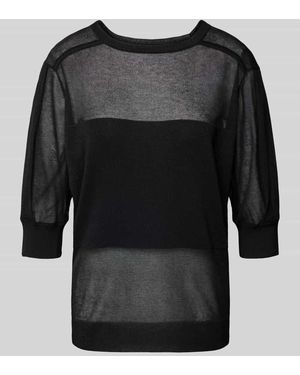 Stefanel Semitransparenter Strickpullover mit Rundhalsausschnitt - Schwarz