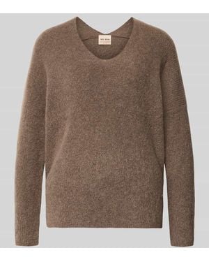 Mos Mosh Strickpullover aus Woll-Mix mit V-Ausschnitt Modell 'THORA' - Braun