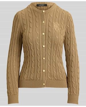 Ralph Lauren Slim Fit Strickjacke aus Baumwoll-Viskose-Mix - Natur