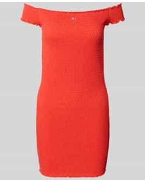 Tommy Hilfiger Slim Fit Bodycon-Mini-Jurk Met Carmenhals - Rood