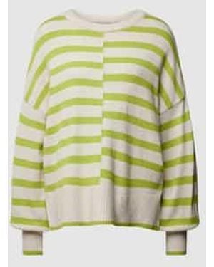 Fransa Oversized Gebreide Pullover Met Streepmotief, Model 'Bitte' - Groen