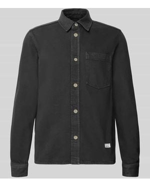 Marc O' Polo Regular Fit Hemdjacke aus reiner Baumwolle - Schwarz