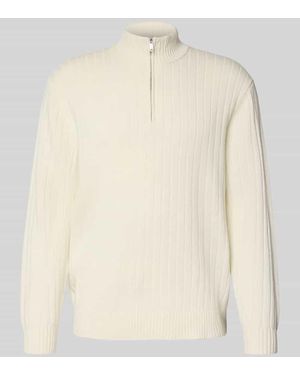 Profuomo Wollpullover mit Troyer-Kragen - Natur