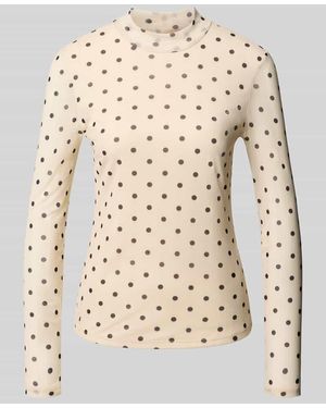 ONLY Slim Fit Langarmshirt mit Allover-Muster Modell 'ERICA' - Natur
