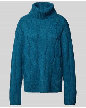 Tom Tailor Loose Fit Rollkragenpullover aus Baumwoll-Mix mit Woll-Anteil - Blau