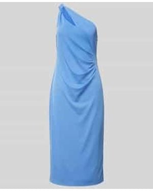 Ralph Lauren Knielange Cocktailjurk Met Knoopdetail, Model 'Zianzan' - Blauw