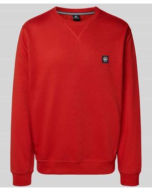 Lerros Sweatshirt mit Label-Patch - Rot