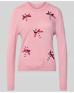 ONLY Regular Fit Weihnachtspullover mit Pailletten-Motiv Modell 'XMAS SHINE' - Pink