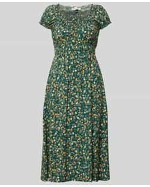 Apricot Midi-Jurk Van Viscose Met Smokdetails - Groen