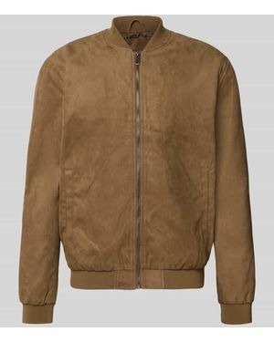 Only & Sons Regular Fit Blouson mit Baseball-Kragen Modell 'LUCAS' - Braun