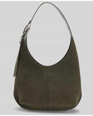 BOSS Henkeltasche aus echtem Veloursleder mit Metallschnallen - Grün
