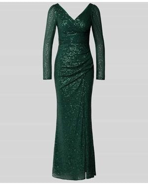 TROYDEN COLLECTION Abendkleid mit V-Ausschnitt - Grün