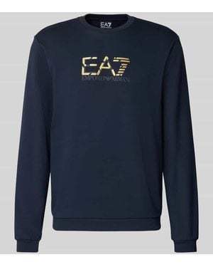 EA7 Sweatshirt mit Logo und Rundhalsausschnitt - Blau