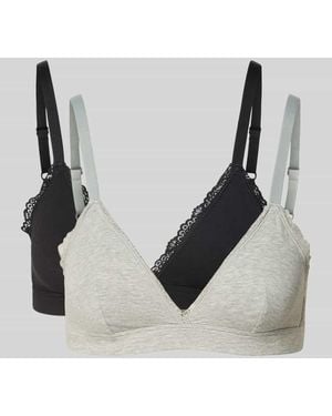 Calvin Klein Bralette aus Baumwoll-Mix im 2er-Pack Modell 'MC Lace Triangle' - Schwarz