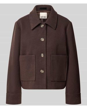 Ichi Regular Fit Blouson mit aufgesetzten Taschen Modell 'JANNET' - Braun