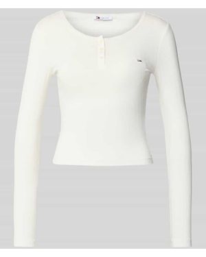 Tommy Hilfiger Slim Fit Henley-Shirt mit Rippstruktur - Weiß