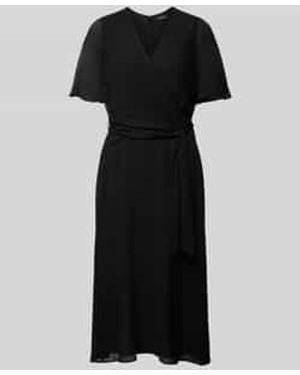 Ralph Lauren Midi-Jurk Met Strikceintuur, Model 'Abel' - Zwart