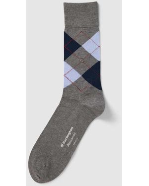 Burlington Socken mit Karomuster Modell 'MANCHESTER' - Grau