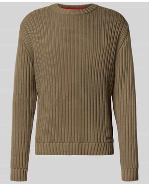 HUGO Regular Fit Strickpullover aus reiner Baumwolle Modell 'SRIBBEN_1' - Grün