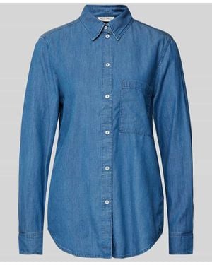 Marc O' Polo Regular Fit Jeansbluse Aus Lyocell-Baumwoll-Mix Mit Aufgesetzter Brusttasche - Blau