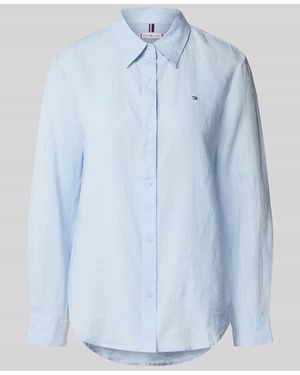 Tommy Hilfiger Regular Fit Hemdbluse aus reinem Leinen - Blau