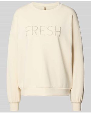 Soya Concept Regular Fit Sweatshirt mit Ziersteinbesatz Modell 'Banu' - Natur