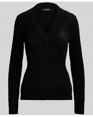 Ralph Lauren Regular Fit Pullover aus Baumwoll-Mix mit Logo-Stitching - Schwarz