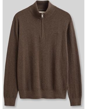 GANT Regular Fit Troyer aus Baumwoll-Woll-Mix - Braun
