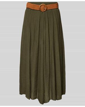Apricot Midirock mit Stoffgürtel - Grün