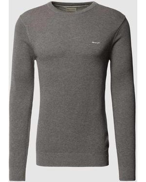 GANT Strickpullover mit Label-Stitching - Grau