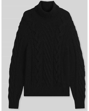 HUGO Rollkragenpullover mit markantem Zopfstrick Scanlon - Schwarz