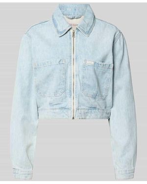Guess Cropped Jeansjacke mit Reißverschluss - Blau