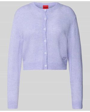 HUGO Regular Fit Strickjacke mit Woll-Anteil Modell 'SFEBRA' - Blau