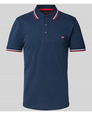 Christian Berg Men Poloshirt mit Label-Stitching - Blau
