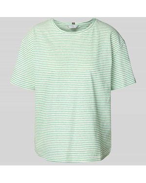 Tommy Hilfiger Relaxed Fit T-Shirt aus Leinen-Baumwoll-Mix - Grün