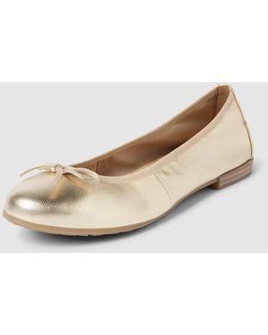 Marco Tozzi Lederballerinas in metallic - Natur