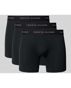 Tommy Hilfiger Regular Fit Trunks mit Label Bund im 3er-Pack - Schwarz