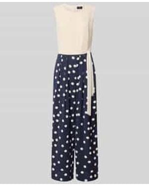 S.oliver Regular Fit Jumpsuit Met Tailleriem Om Te Strikken - Blauw
