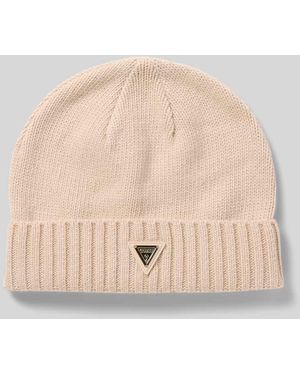 Guess Mütze mit Viskose- und Woll-Anteil Modell 'Sweater' - Natur